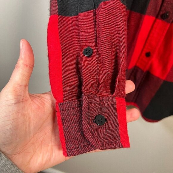 Athleta Heat Gen Flannel 2.0 Shirt Size Medium Canyon Red Black Buffalo Check - Picture 5 of 11